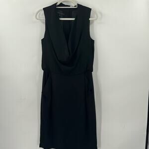 Lafayette 148 Black scoop neck fitted midi dress